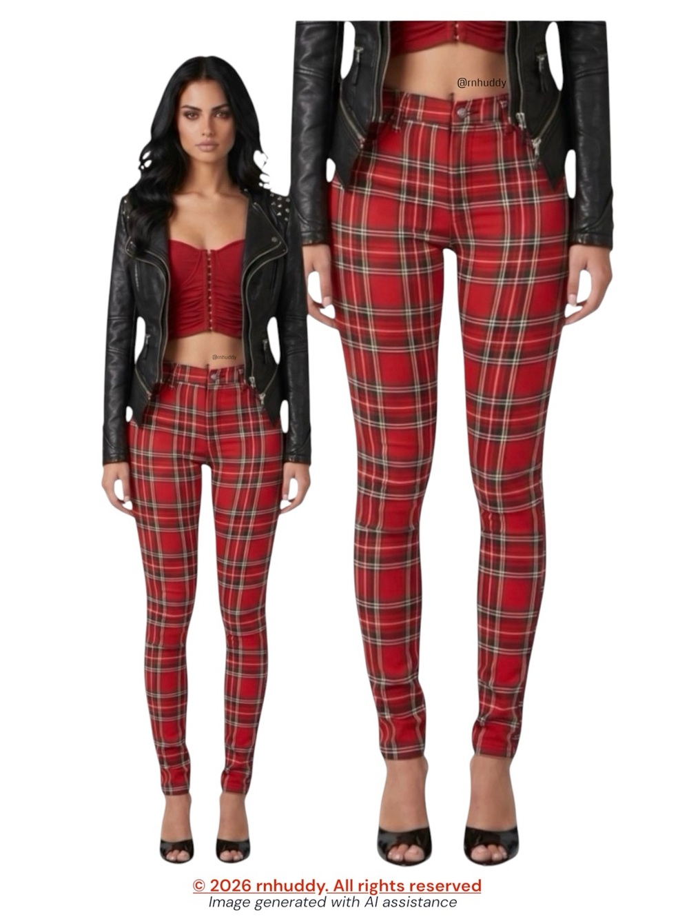 Tripp NYC size 0 (23/24w) red plaid T back jean pant